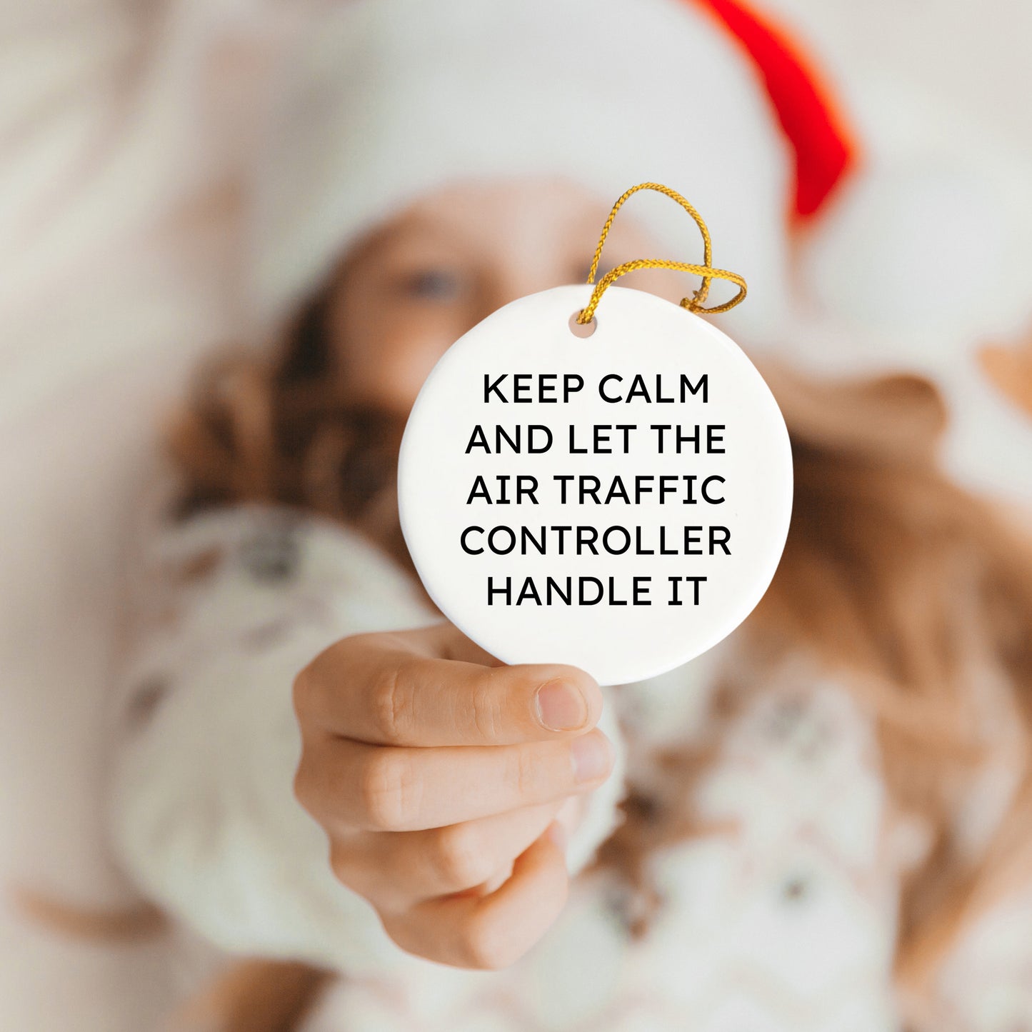 Air Traffic Controller Gifts, Funny Quote Ornament, Keep Calm and Let Handle It, Christmas Circle Ornament for Men or Women, Unique Air Traffic Controller Present from Friends or Family - Mallard Moon Gift Shop