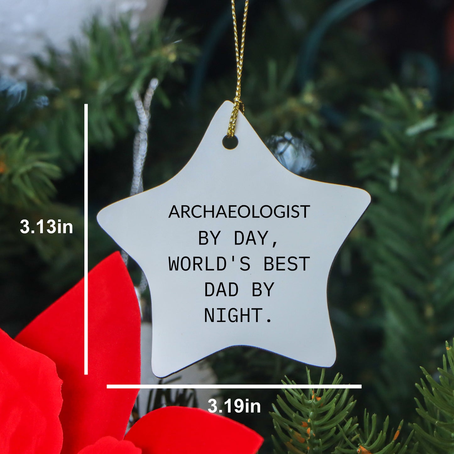 Archaeologist Gifts from Men, Funny Star Ornament for Christmas, 'Archaeologist By Day, World's Best Dad By Night.' - Mallard Moon Gift Shop