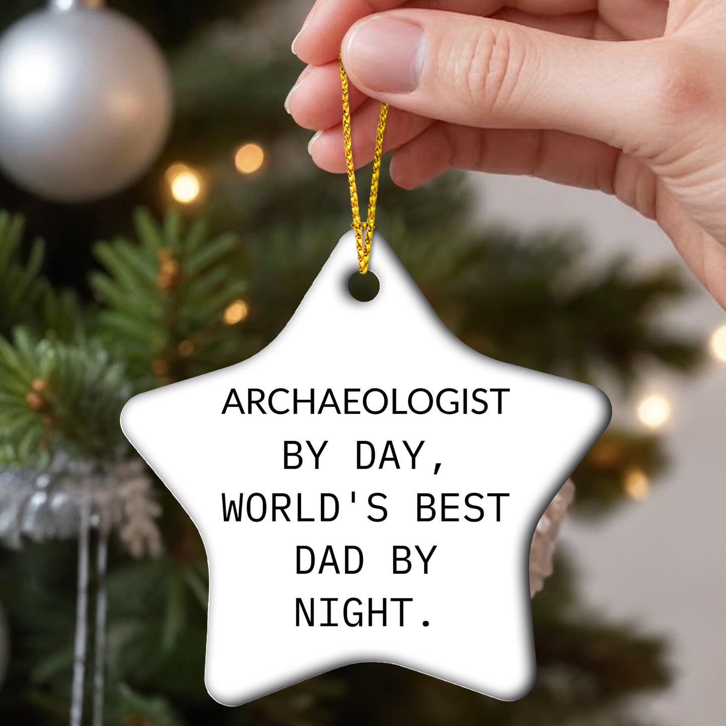 Archaeologist Gifts from Men, Funny Star Ornament for Christmas, 'Archaeologist By Day, World's Best Dad By Night.' - Mallard Moon Gift Shop