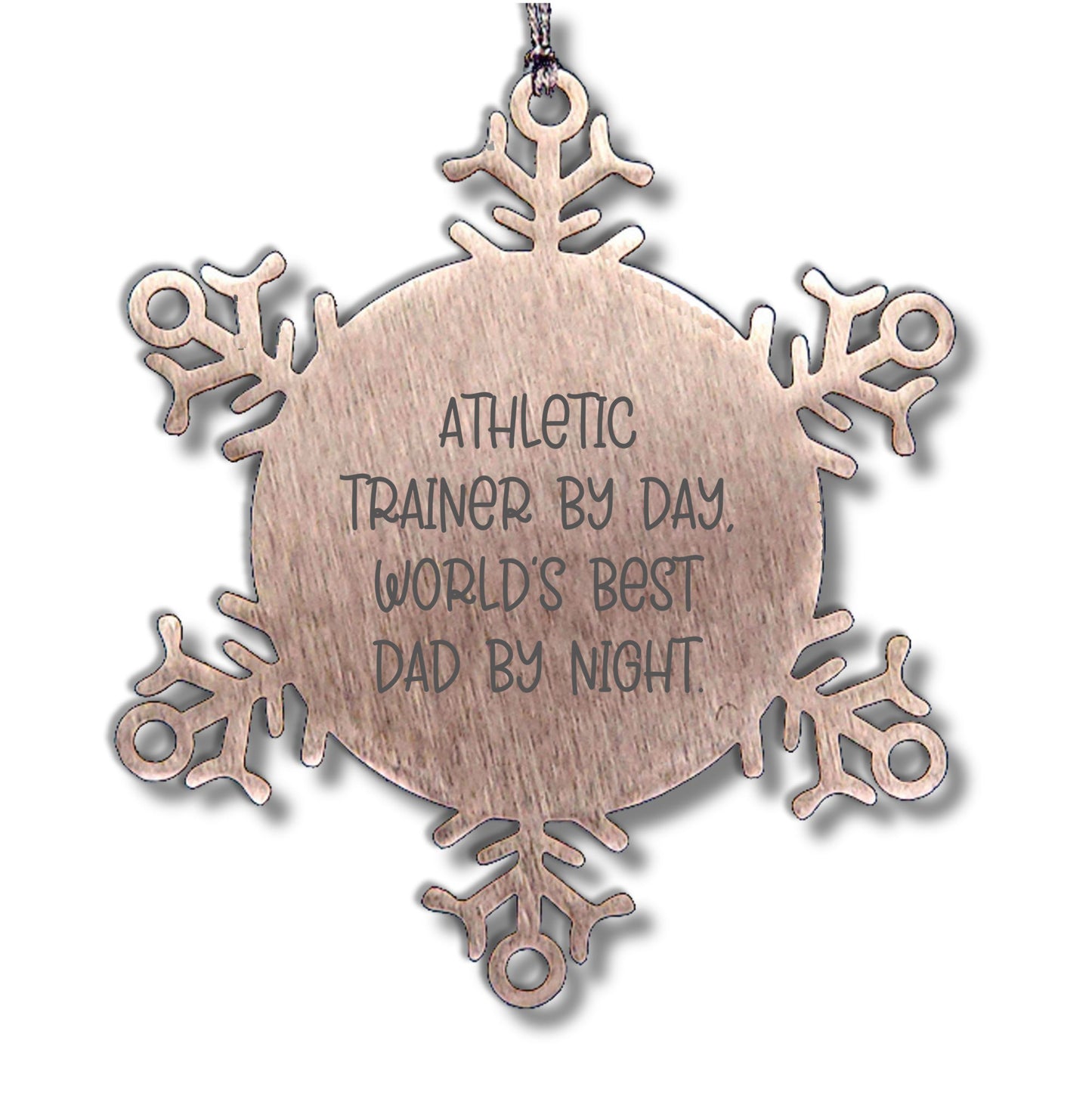 Athletic Trainer Gifts from Men, Snowflake Ornament for Christmas, 'By Day, World's Best Dad By Night' Quote