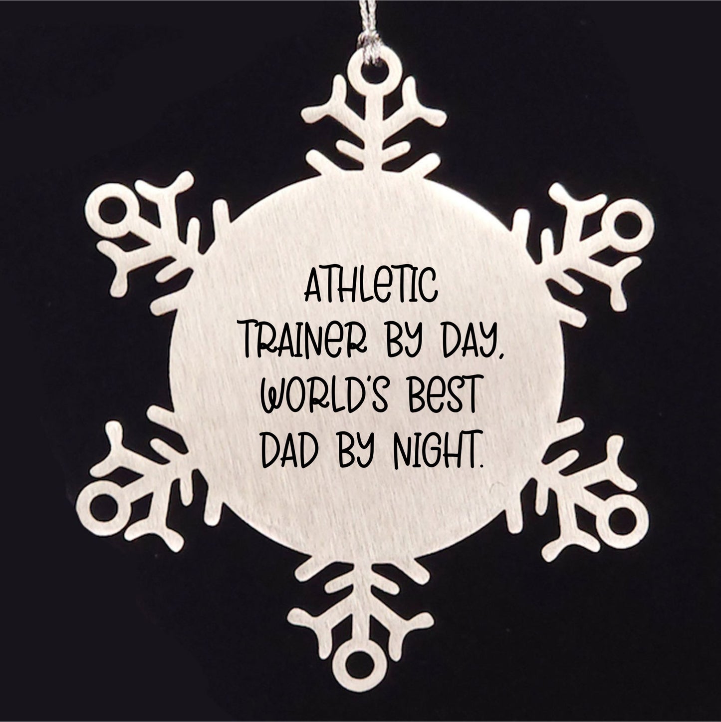 Athletic Trainer Gifts from Men, Snowflake Ornament for Christmas, 'By Day, World's Best Dad By Night' Quote