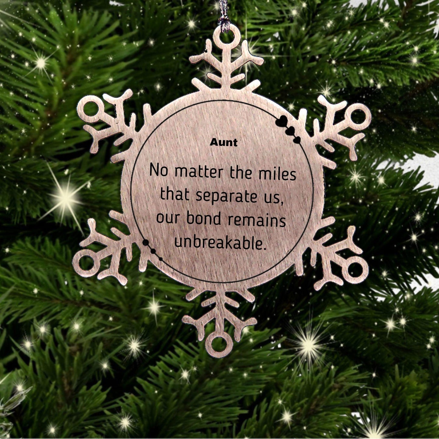 Aunt Long Distance Relationship Gifts, No matter the miles that separate us, Cute Love Snowflake Ornament For Aunt, Birthday Christmas Unique Gifts For Aunt