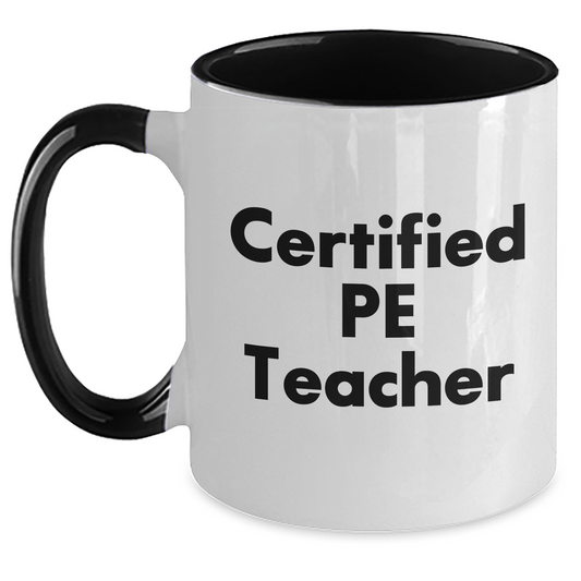 Funny PE Teacher Gifts - 'Love Teaching' Two Tone Coffee Mug for Dad, Teacher, Friend - Father's Day, Unique Gifts from Men to PE Teacher - Main
