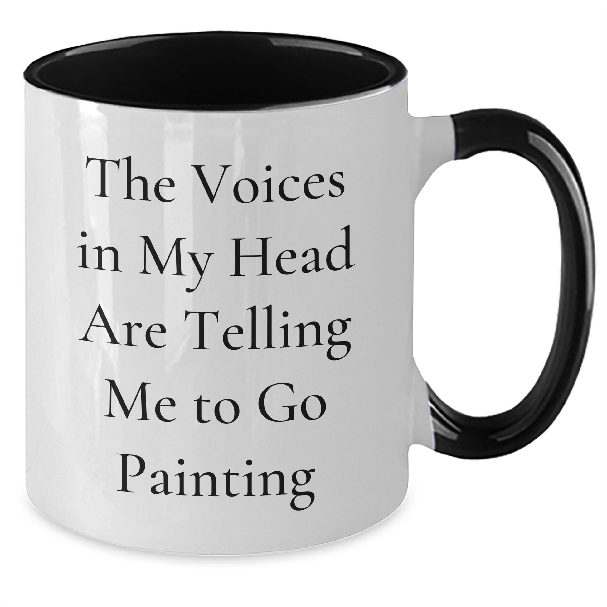 Funny Painting Inspiration Gifts from Friends for Men - Two Tone Coffee Mug, 'The Voices In My Head Are Telling Me To Go Painting' Quote, Father's Day Unique Gifts - Additional