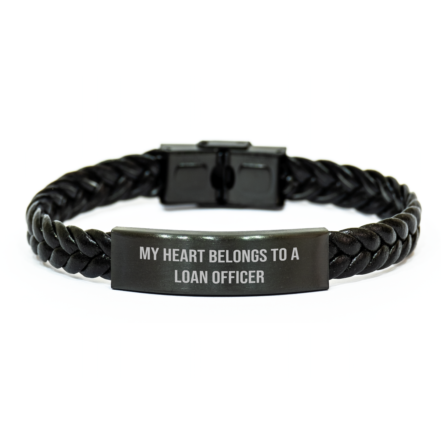 Funny Loan Officer Gifts from Friends for Graduation Unique Interlaced Leather Bracelet My Heart Belongs To A Loan Officer - Image 1