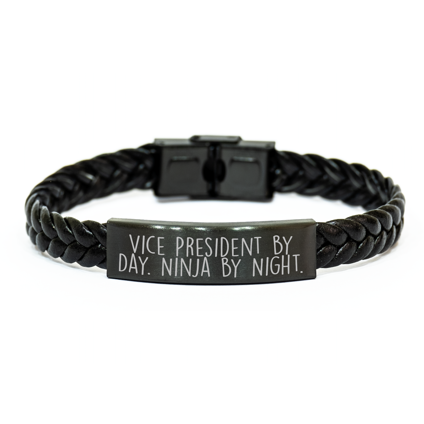 Vice President Gifts, Vice President By Day. Ninja By Night., Interlaced Leather Graduation Gifts from Men to Vice President - Image 1