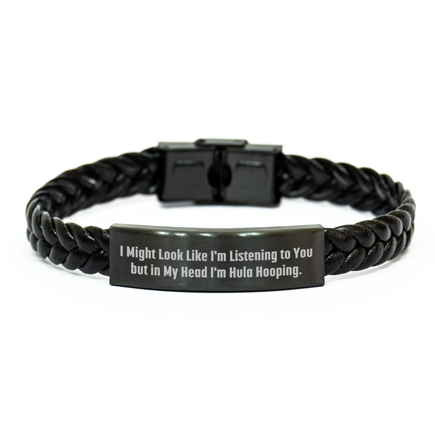 Hula Hooping Fun, Inspirational Quote Interlaced Leather Bracelet, Gifts from Friends for Father's Day, Unique Hula Hooping Gifts for Men - Image 1