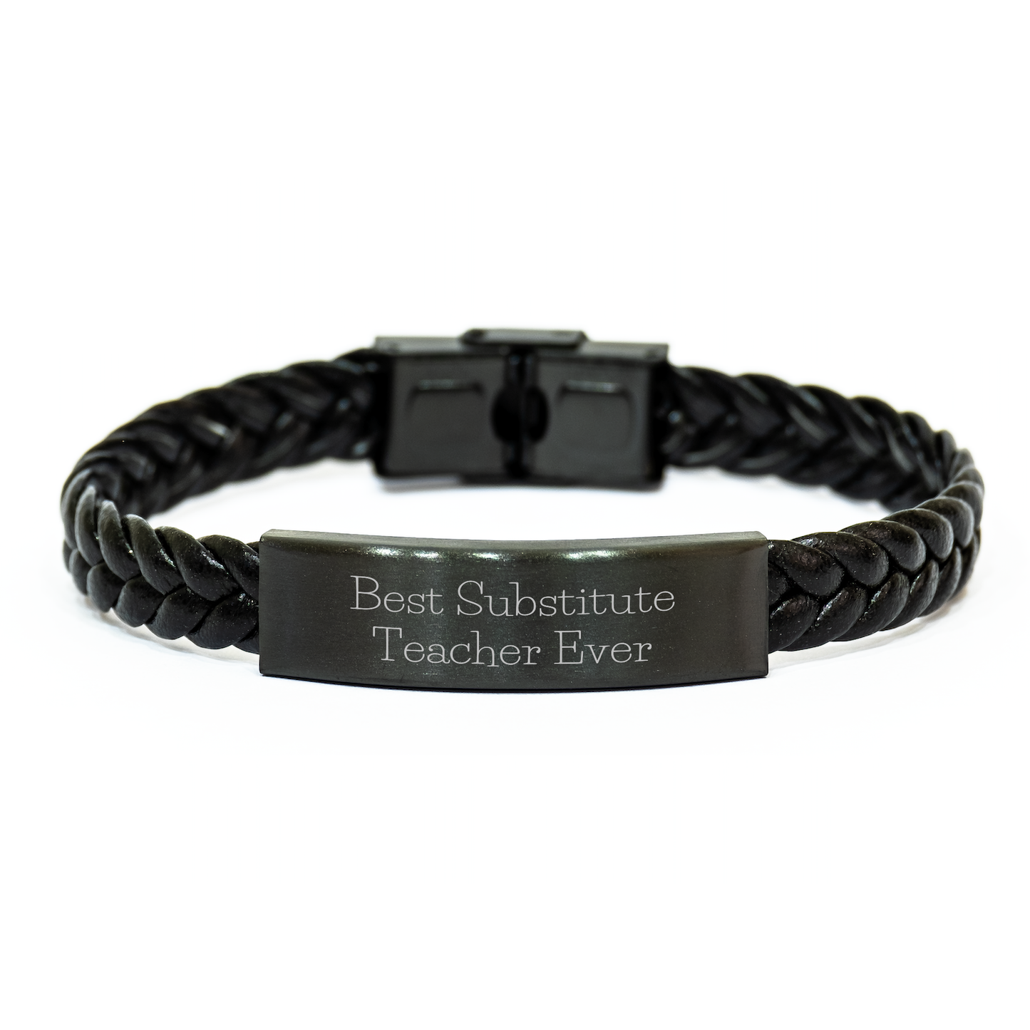 Funny Substitute Teacher Gifts from Men - Best Ever Interlaced Leather Bracelet for Substitute Teachers, Father's Day Unique Gifts for Family, Friends, Coworkers - Image 1