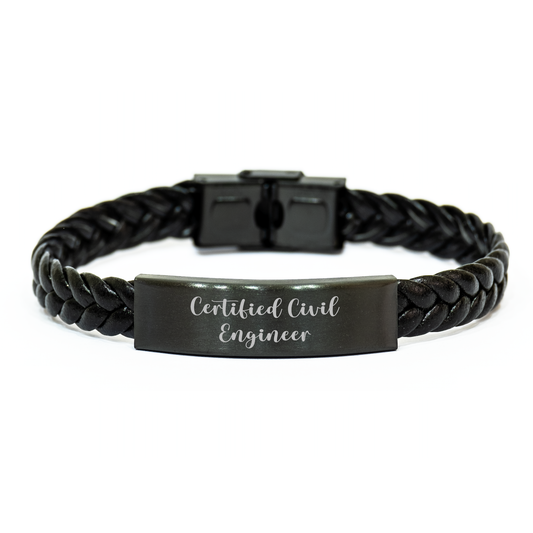 Civil Engineer Gifts from Men, Unique Interlaced Leather Bracelet with Funny Quote, Father's Day Unique Gifts for Civil Engineer Friends - Image 1