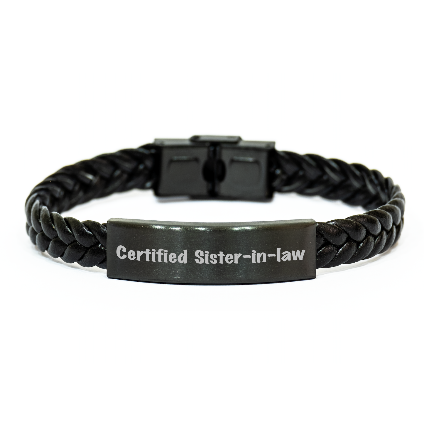 Funny Sister-in-law Gifts from Sister - Interlaced Leather Bracelet for Men's Dad's Day - Certified Sister-in-law Quote, Gifts for Sister-in-law, Unique Men's Jewelry - Image 1