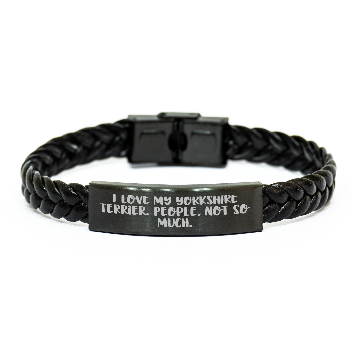 Yorkshire Terrier Dog Lovers Funny Gift Interlaced Leather Bracelet, Gift from Friends to Men, Unique Father's Day Unique Gifts for Yorkshire Terrier Dog Enthusiasts - Image 1