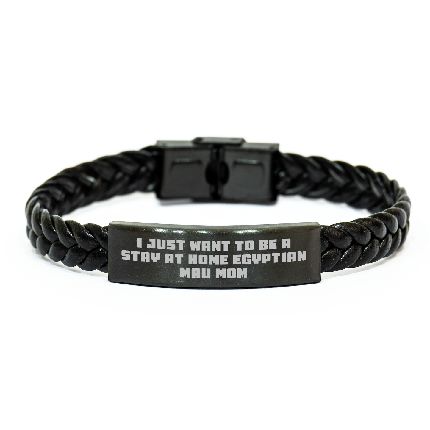 Funny Egyptian Mau Cat Mom Gifts - Interlaced Leather Bracelet for Dad's Stay-At-Home Heroes, Gifts from Friends or Family for Egyptian Mau Cat Enthusiasts - Father's Day Unique Gifts - Image 1
