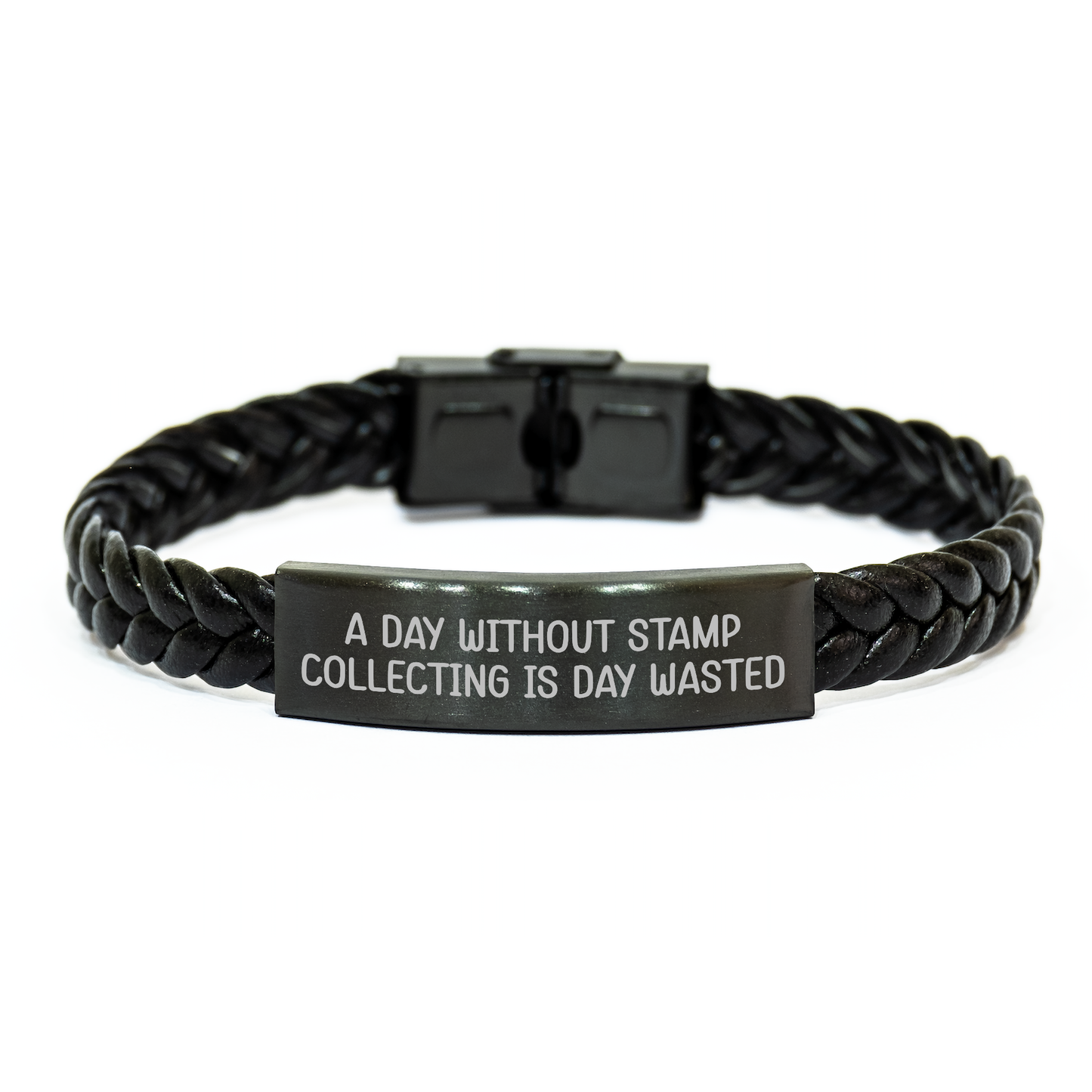 Unique Stamp Collecting Gifts for Men, Funny Leather Interlaced Bracelet, Gifts from Dad to Son, Perfect Father's Day Present - Image 1