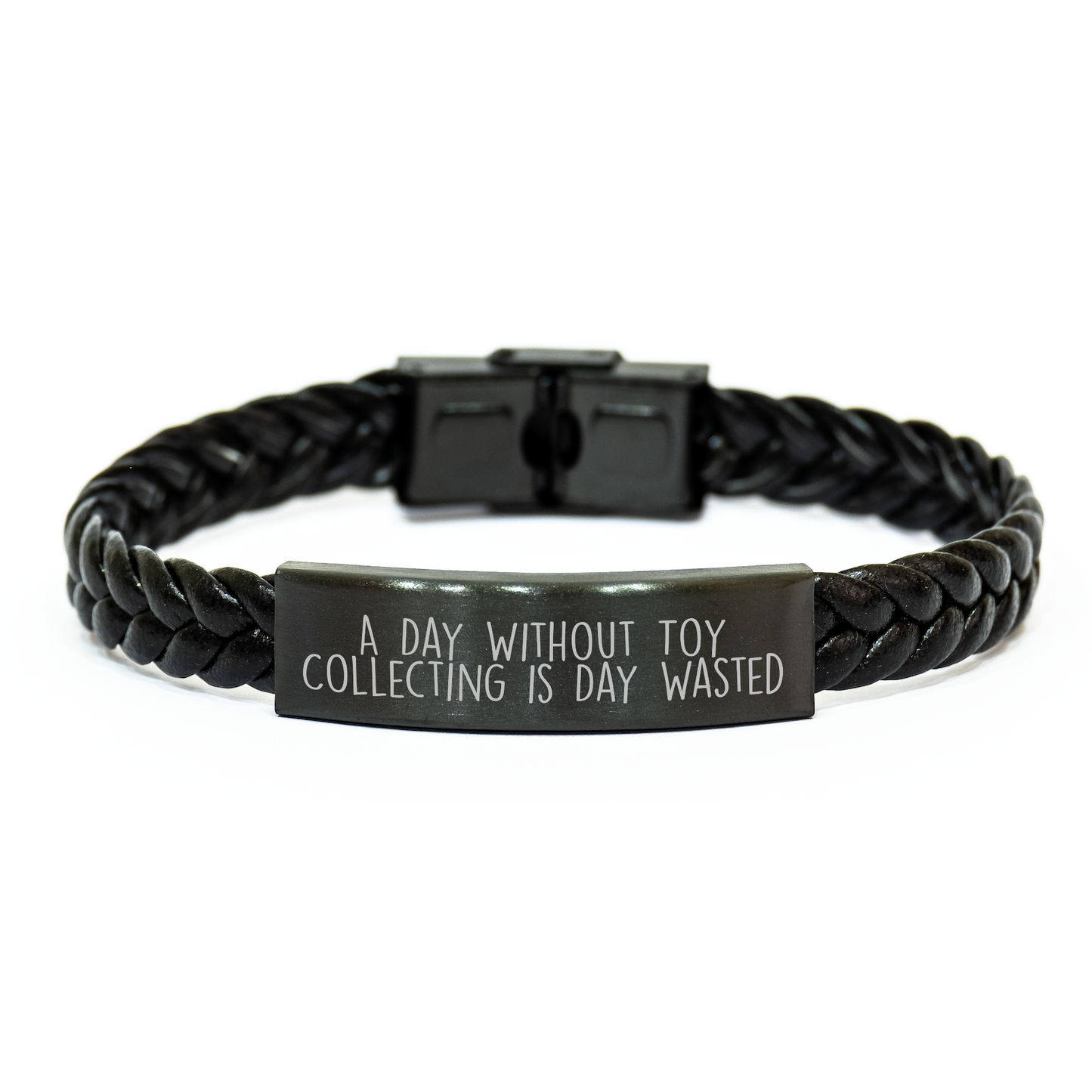 Funny Toy Collecting Gifts for Men, 'A Day Without Toy Collecting Is Day Wasted' Interlaced Leather Bracelet, Gifts from Men to Men, Father's Day Unique Gifts - Image 1