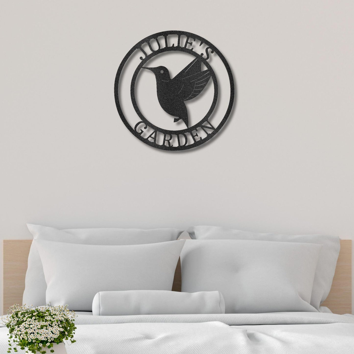 Hummingbird Monogram Personalized Metal Art Wall Sign - Mallard Moon Gift Shop