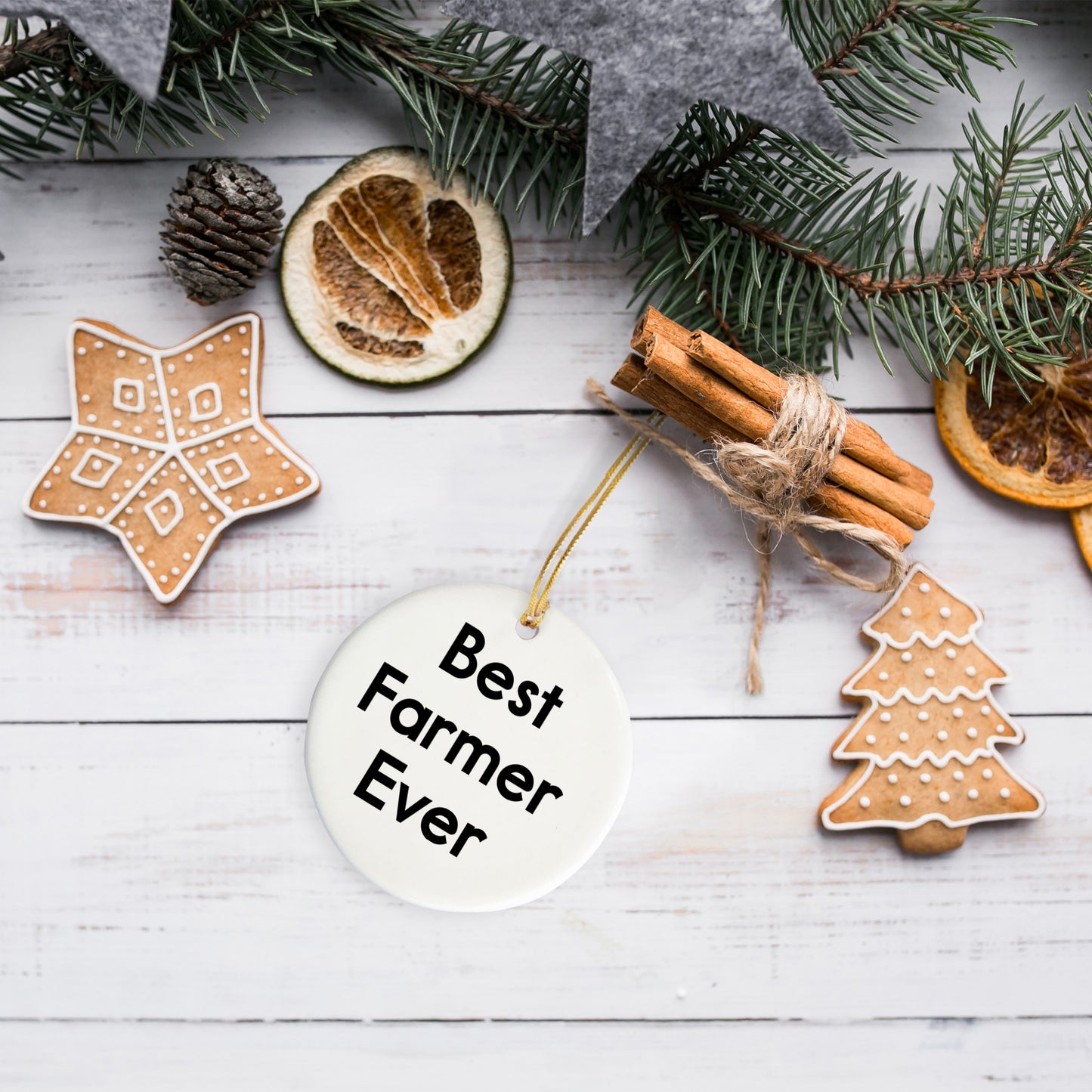 Best Farmer Ever Gifts from Friends, Circle Ornament, Christmas Unique Gifts for Men, Women, Family, or Coworkers