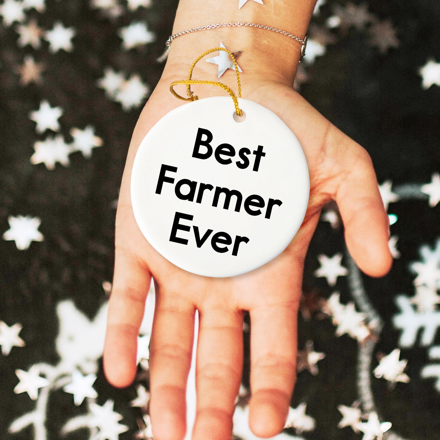 Best Farmer Ever Gifts from Friends, Circle Ornament, Christmas Unique Gifts for Men, Women, Family, or Coworkers