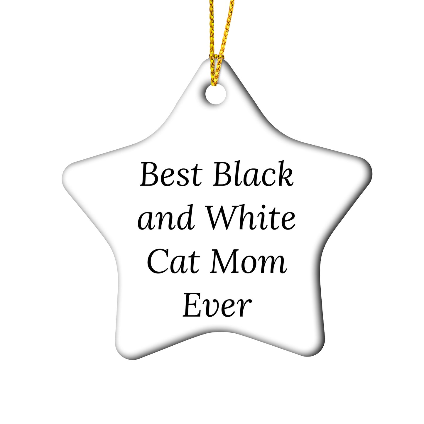 Black and White Cat Mom Gifts from Friends for Christmas Unique Star Ornament