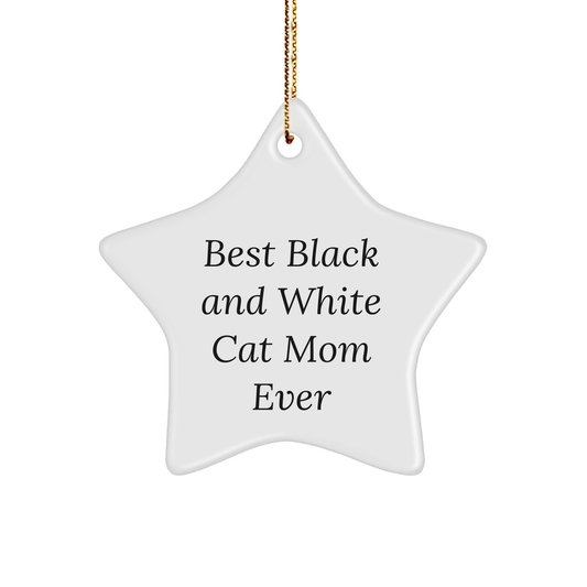 Black and White Cat Mom Gifts from Friends for Christmas Unique Star Ornament