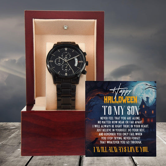 Son - Happy Halloween I Will Always Love You Black Chronograph Watch - Mallard Moon Gift Shop