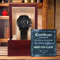 Son-In-Law Wedding Day Gift-Certificate Of Achievement-Black Chronograph Watch - Mallard Moon Gift Shop