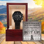 Groomsman Your Service is Required - Time to Suit Up - Black Chronograph Watch - Mallard Moon Gift Shop