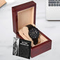 Son-in-Law Wedding Day Gift - Hold Her Hand Forever - Black Chronograph Watch - Mallard Moon Gift Shop