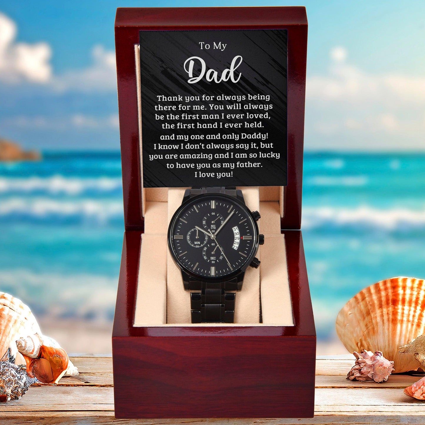 Dad - Your Hand was The First Hand I Held Black Chronograph Watch - Mallard Moon Gift Shop