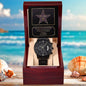 Husband Wedding Day Gift-Best Man-Star Of Fame-Black Chronograph Watch - Mallard Moon Gift Shop