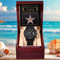 Husband Wedding Day Gift-Star of Fame-Black Chronograph Watch - Mallard Moon Gift Shop