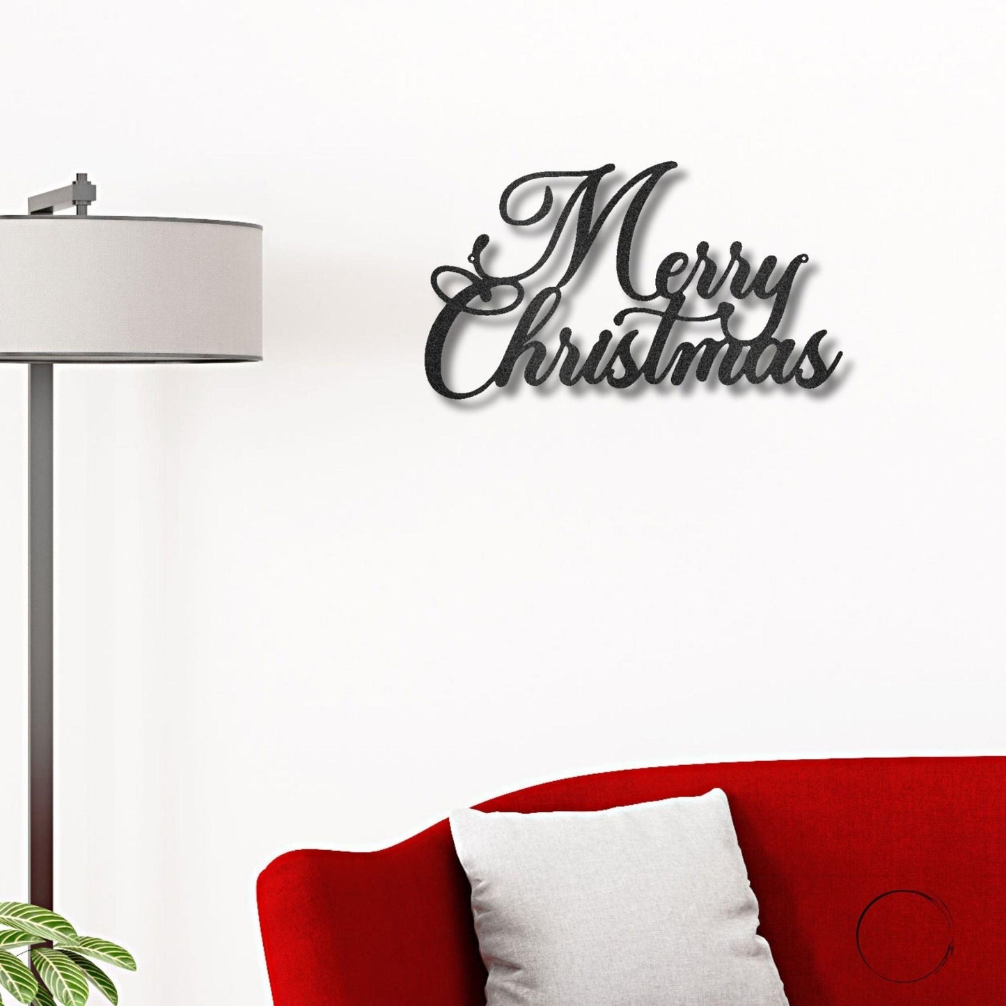Merry Christmas Script Lettering Metal Wall Sign - Mallard Moon Gift Shop