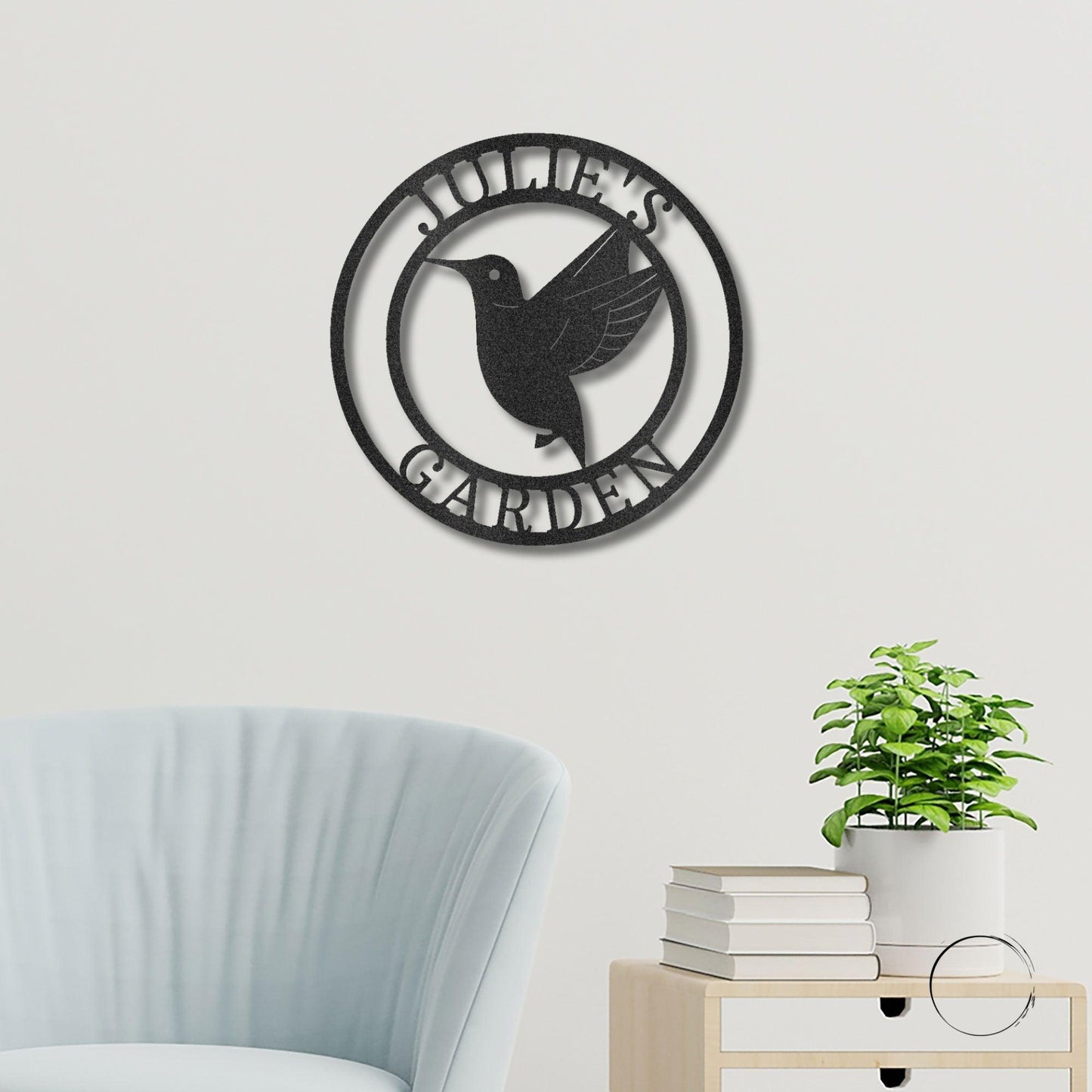 Hummingbird Monogram Personalized Metal Art Wall Sign - Mallard Moon Gift Shop