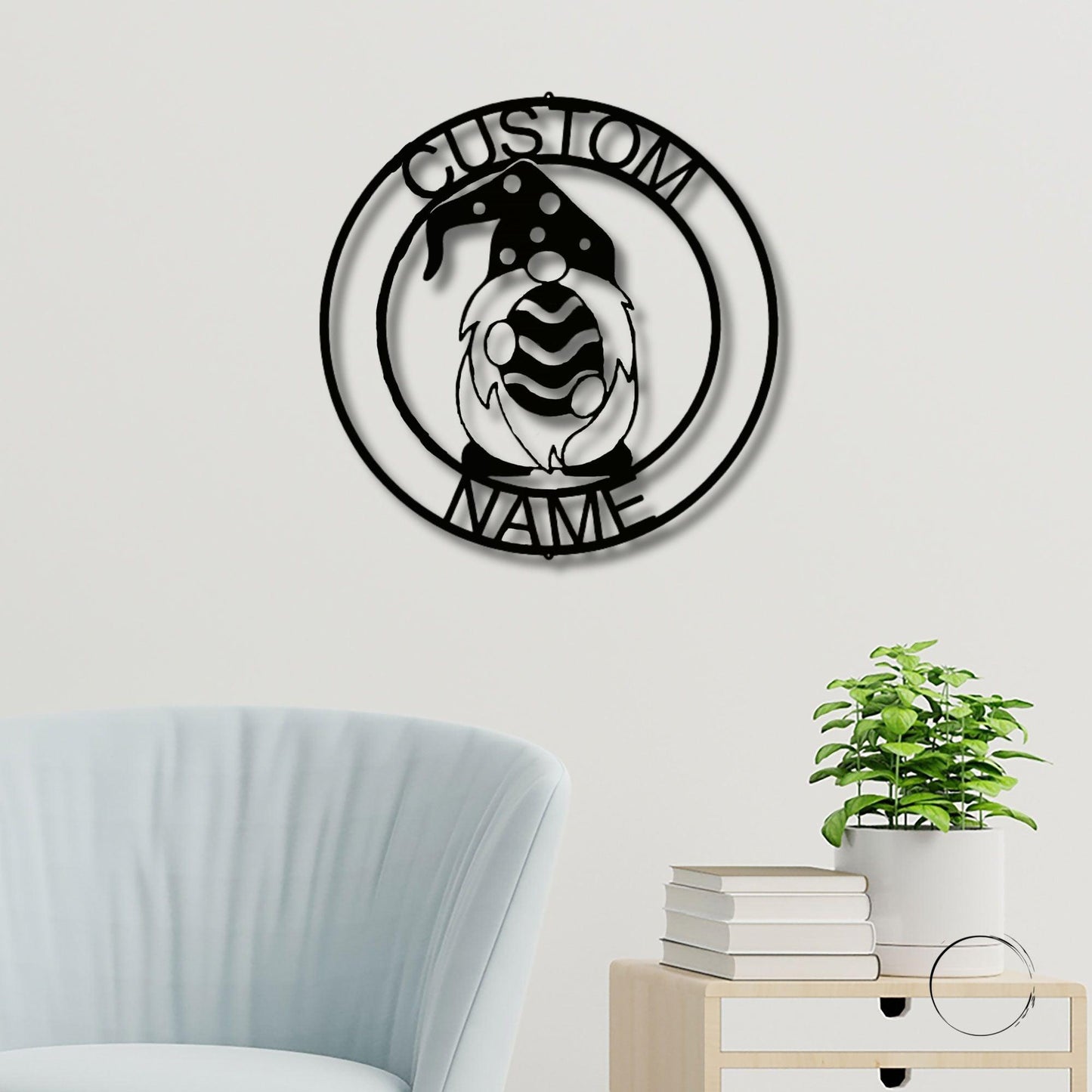 Gnome Easter Egg Custom Name Metal Art Wall Sign Home Decor - Mallard Moon Gift Shop