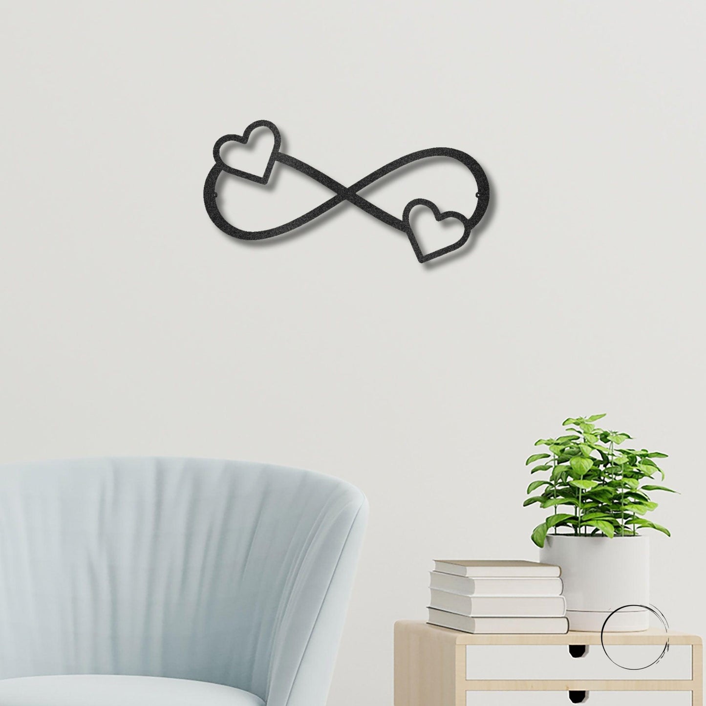 Double Heart Infinity Steel Wall Sign - Mallard Moon Gift Shop