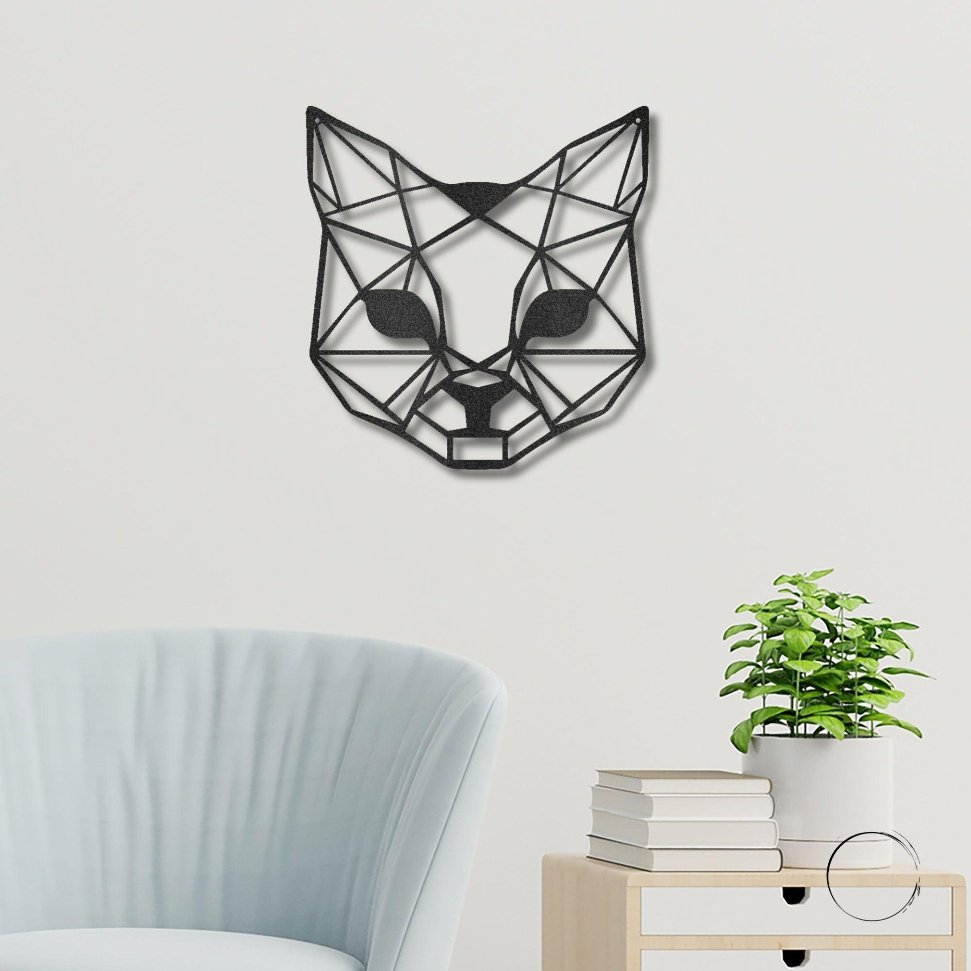 Cat Geometric Indoor Outdoor Steel Wall Sign - Mallard Moon Gift Shop