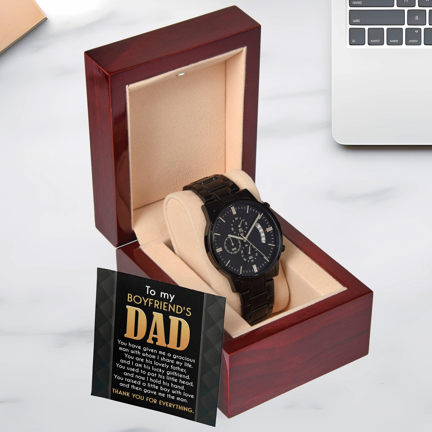 Boyfriend's Dad Chronograph Wrist Watch You Gave Me A Gracious Man Father's Day Birthday Gift - Mallard Moon Gift Shop