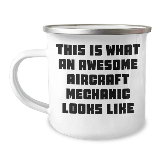Aircraft Mechanic Gifts, Funny Camping Mug, 'This Is What An Awesome Aircraft Mechanic Looks Like', Gifts from Family, Gifts for Aircraft Mechanic, Father's Day Unique Gifts - Image 1