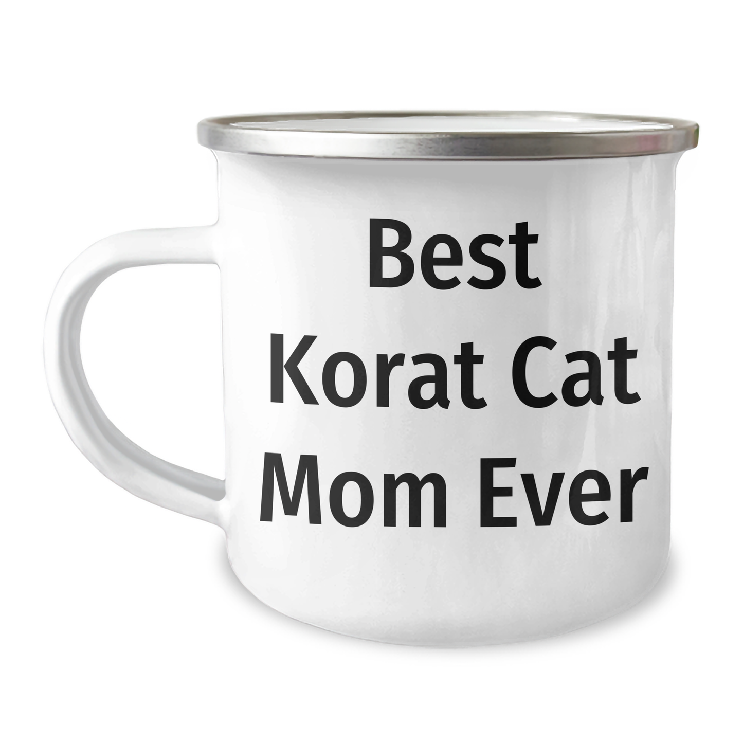 Funny Korat Cat Mom Gifts from Friends to Korat Cat Lovers, Best Korat Cat Mom Ever Enamel Camping Mug, Father's Day Unique Gifts for Men - Image 1