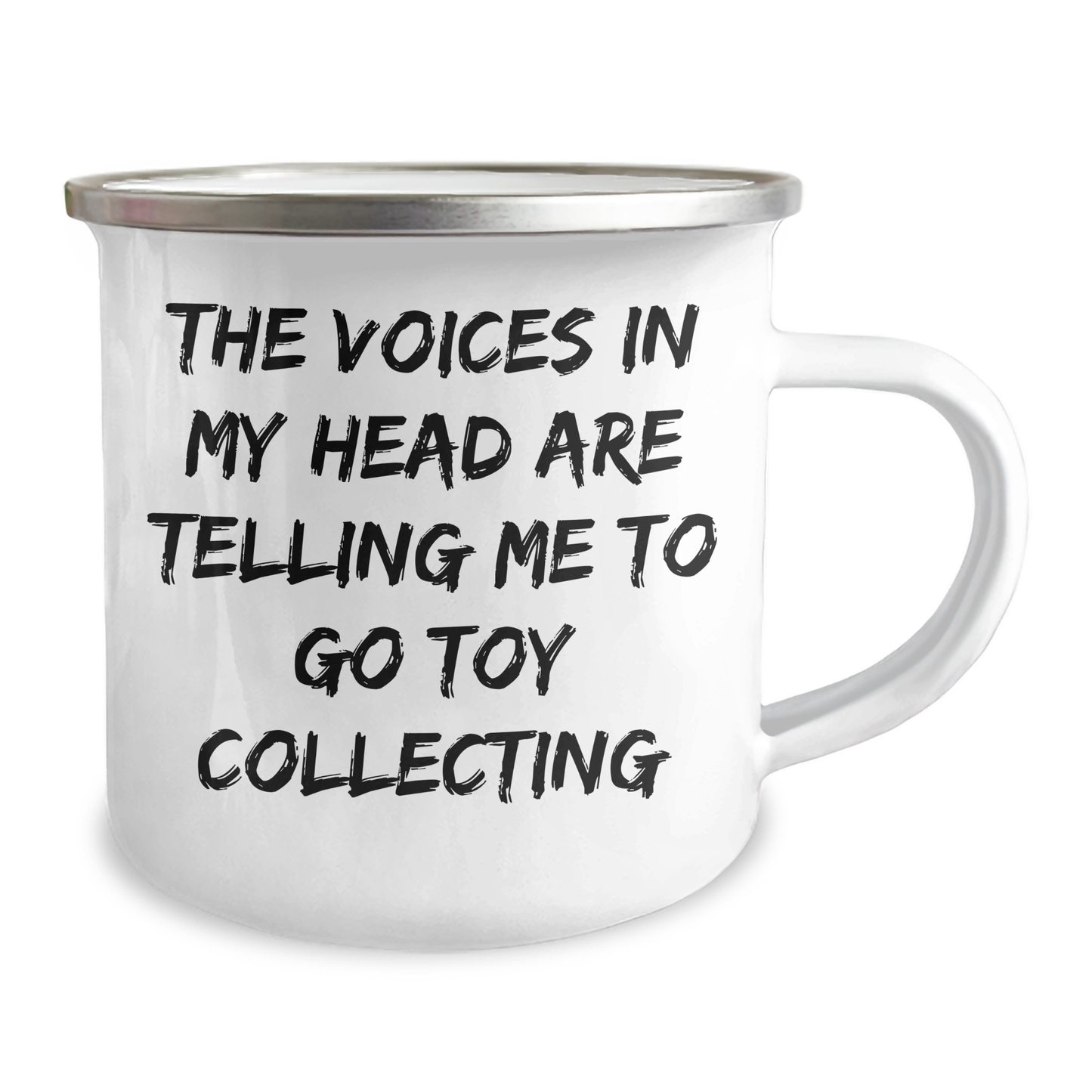 'Funny' Quote Mugs for Toy Collecting Enthusiasts - Gifts from Friends and Family for Father's Day - 'The Voices In My Head Are Telling Me To Go Toy Collecting' Camping Mug - Image 2