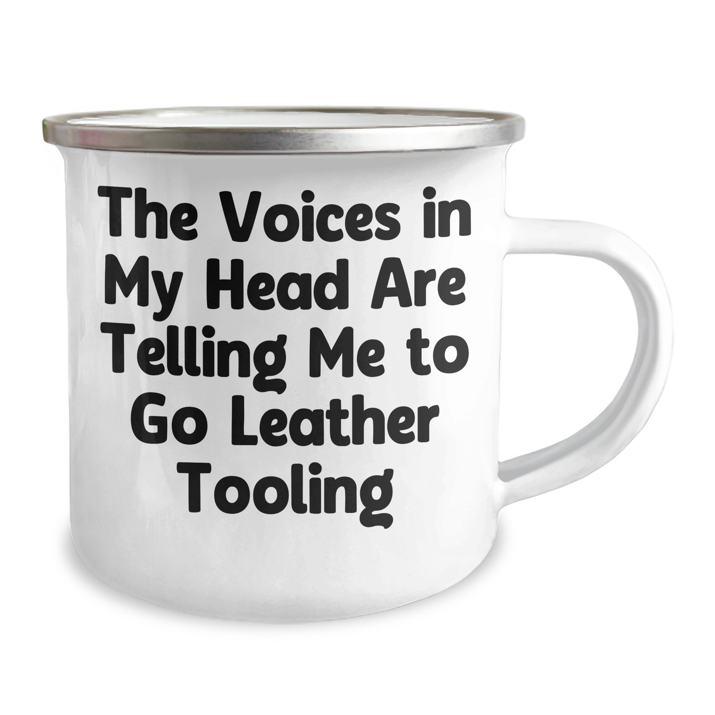Funny Leather Tooling Gifts for Men - 'The Voices In My Head Are Telling Me To Go Leather Tooling' Camping Mug, Father's Day Unique Gifts from Family - Image 2