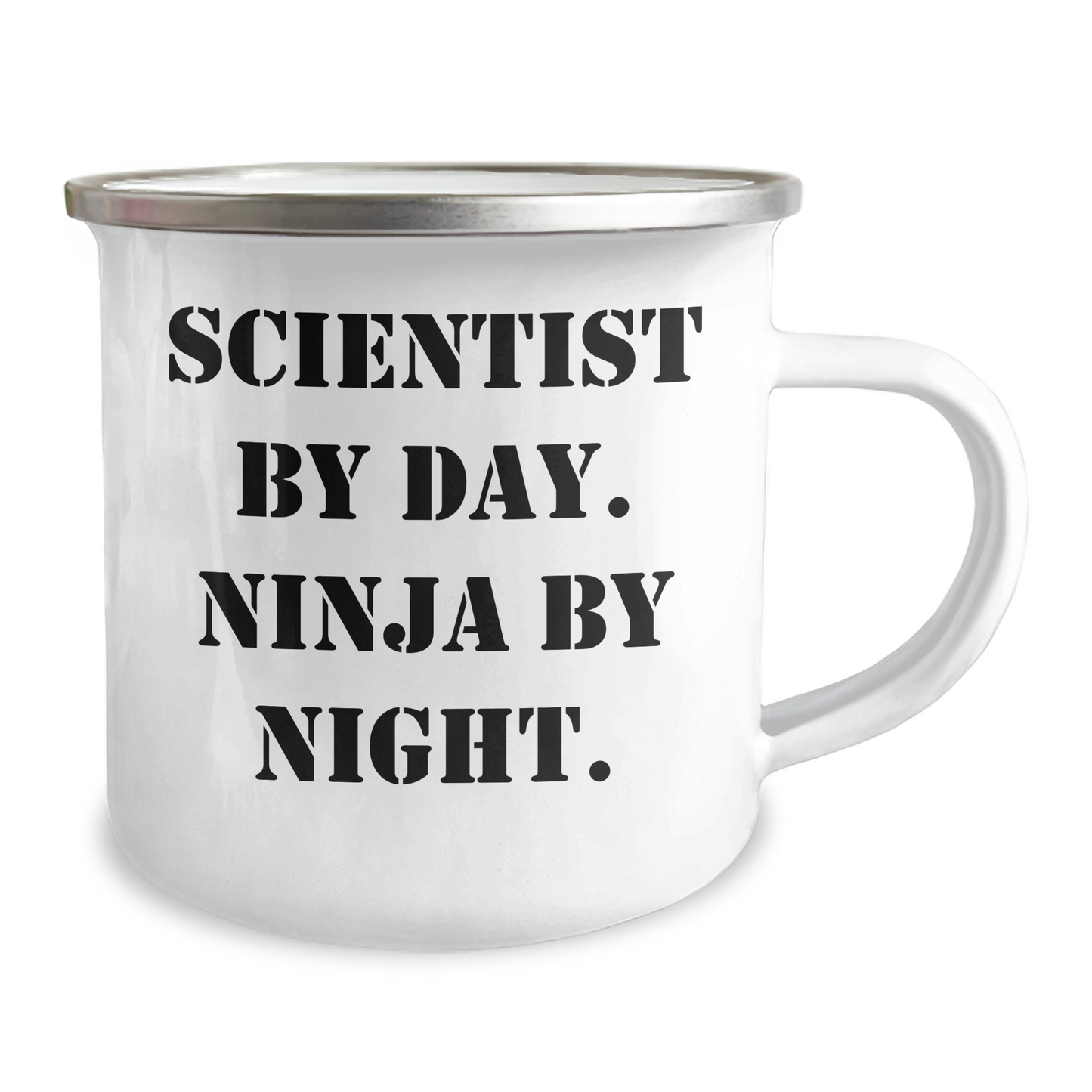 Scientist by Day, Ninja by Night, Funny Gifts for Father's Day, 12 oz Camping Mug for Men, Unique Gifts from Family - Image 2