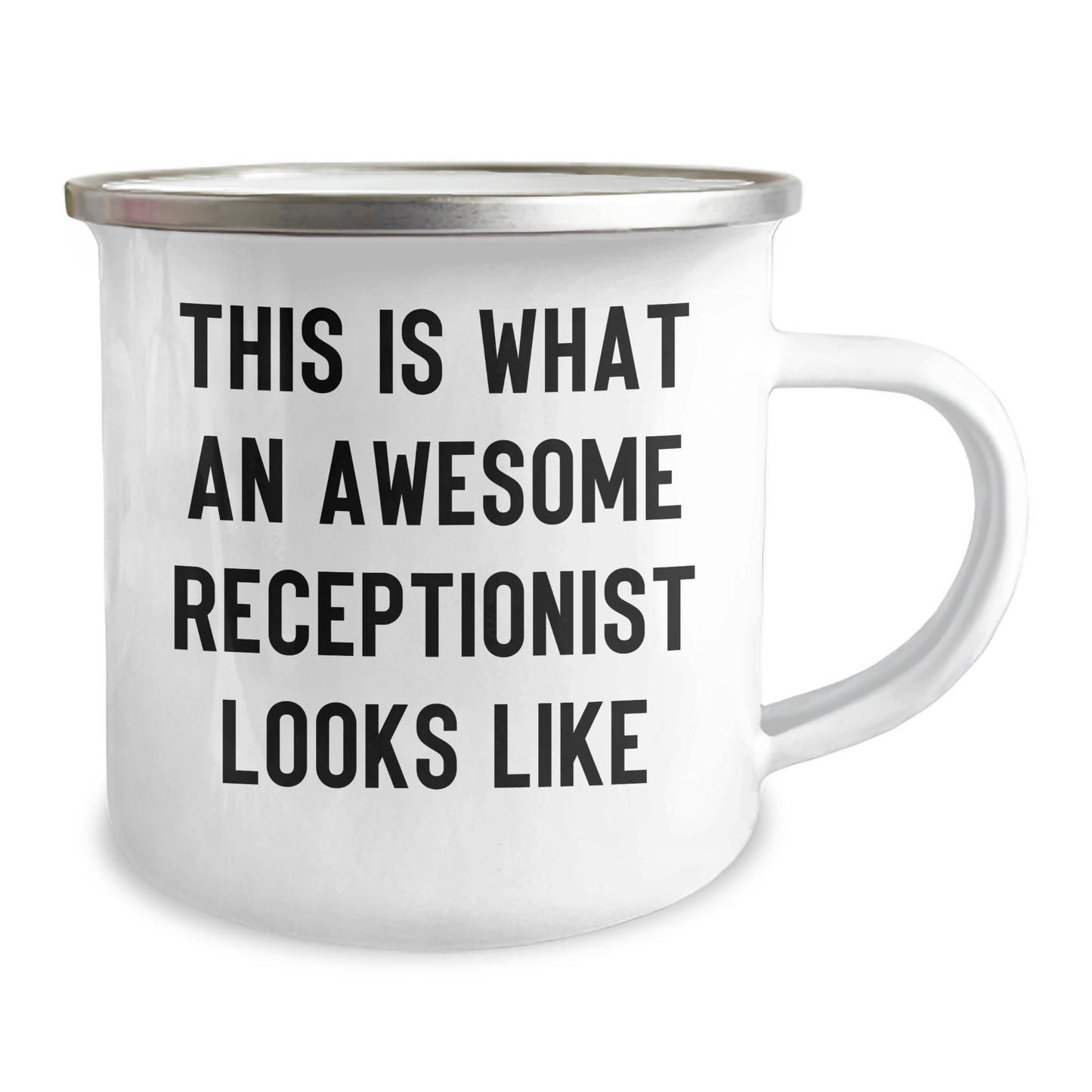 Funny Receptionist Gifts from Friends, Father's Day Unique Gifts for Him, This Is What An Awesome Receptionist Looks Like, 12 oz Camping Mug - Image 2