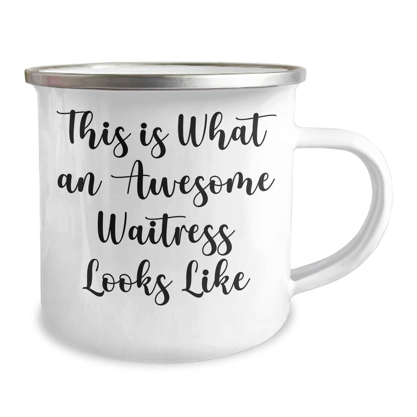 Funny Waitress Gifts, Gifts from Men to Waitress, Camping Mug for Father's Day, 'This Is What An Awesome Waitress Looks Like' Quote, 12 oz Stainless Steel with Enamel Finish - Image 2