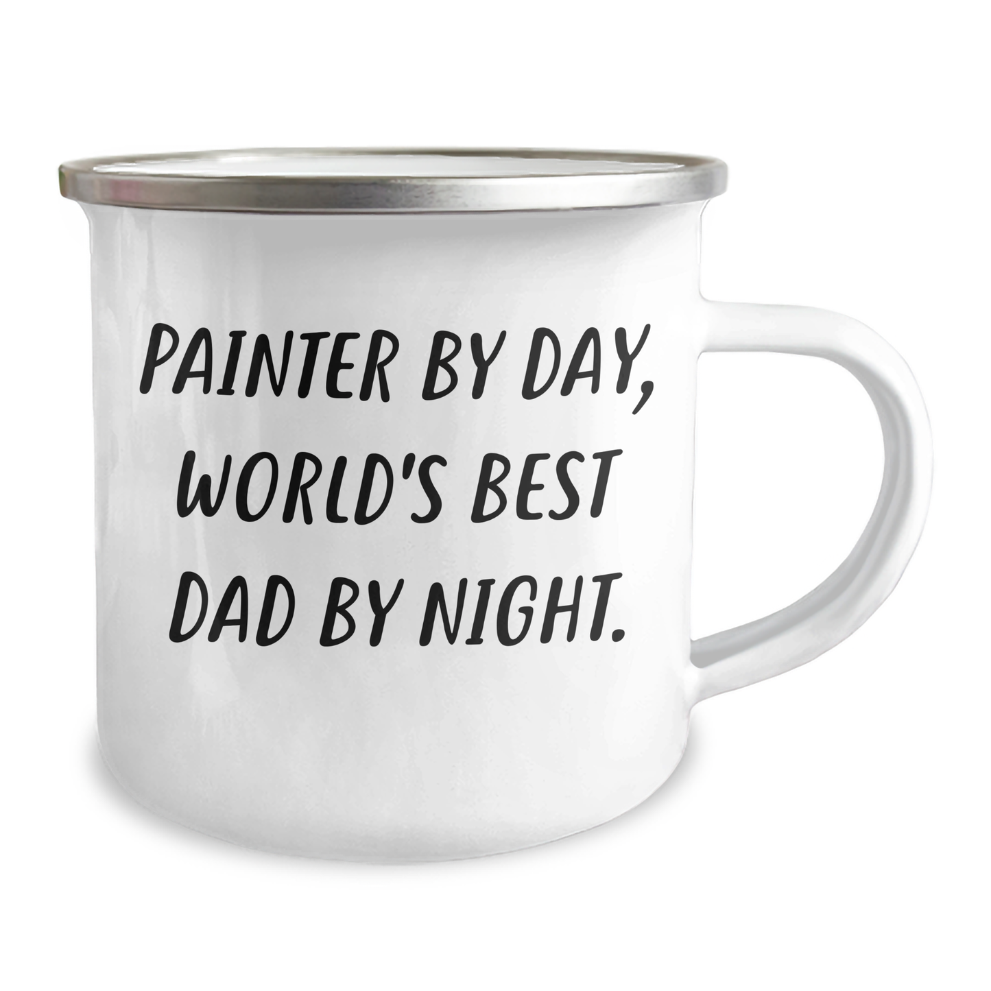 Painter Inspired Camping Mugs, Funny Gifts for Painter Dad By Day, Unique Father's Day Unique Gifts from Family, 12 oz Stainless Steel with Enamel Finish, Hand Wash Recommended - Image 2