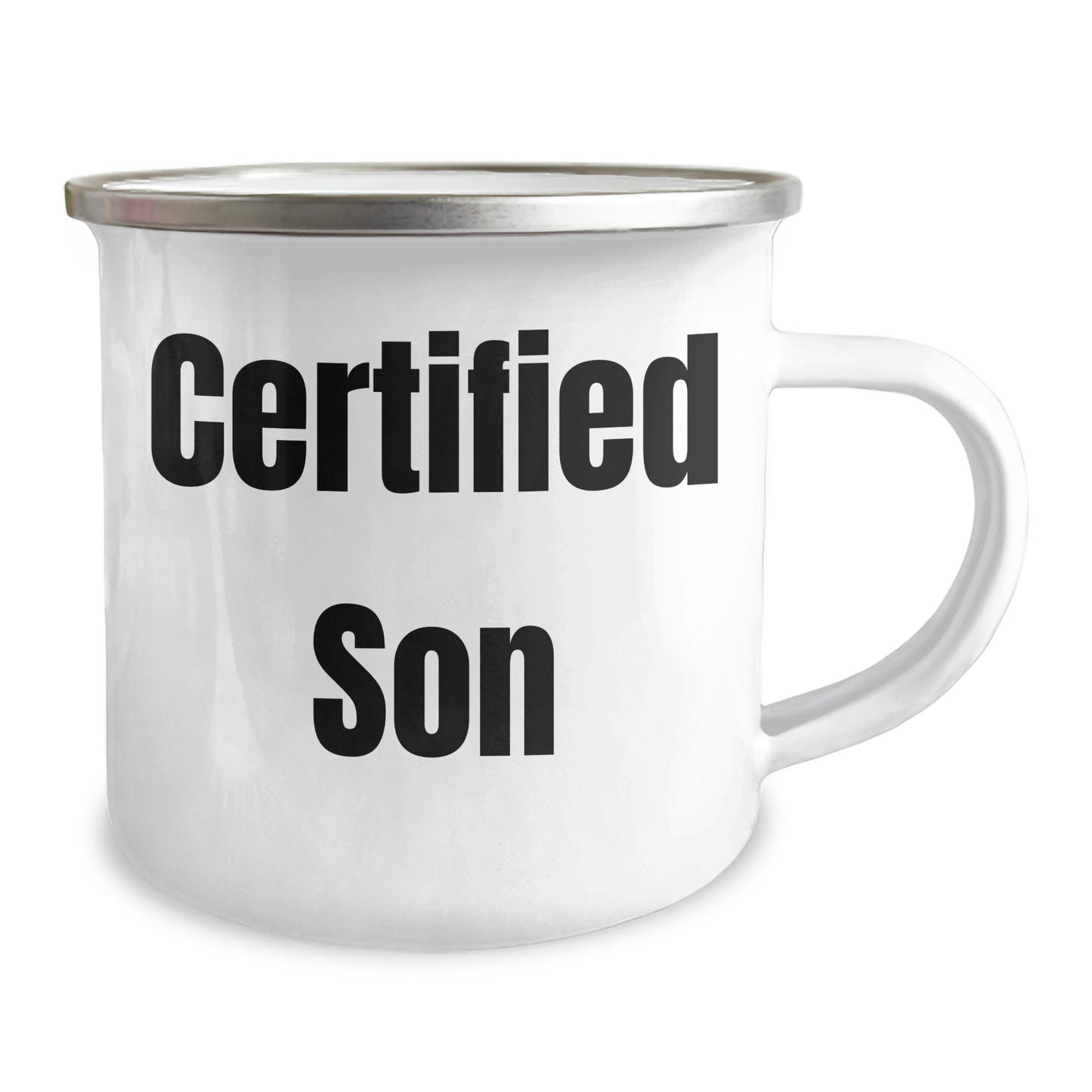 Funny Son Gifts, Camping Mug for Dad's Special Day, 'Certified Son' Quote, 12 oz Stainless Steel with Enamel Finish, Gifts from Family for Son - Image 2
