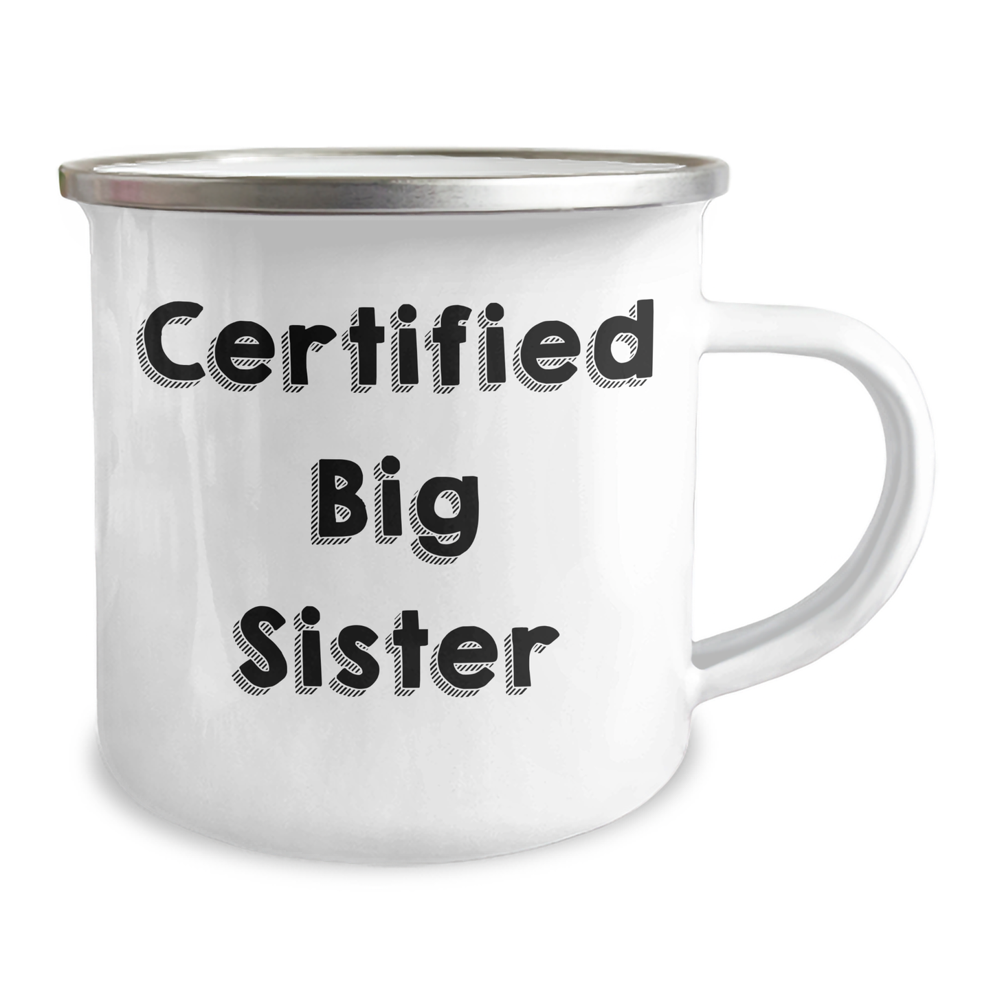 Funny Big Sister Gifts from Mom - 'Certified Big Sister' Quote on 12 oz Camping Mug for Mother's Day - Image 2