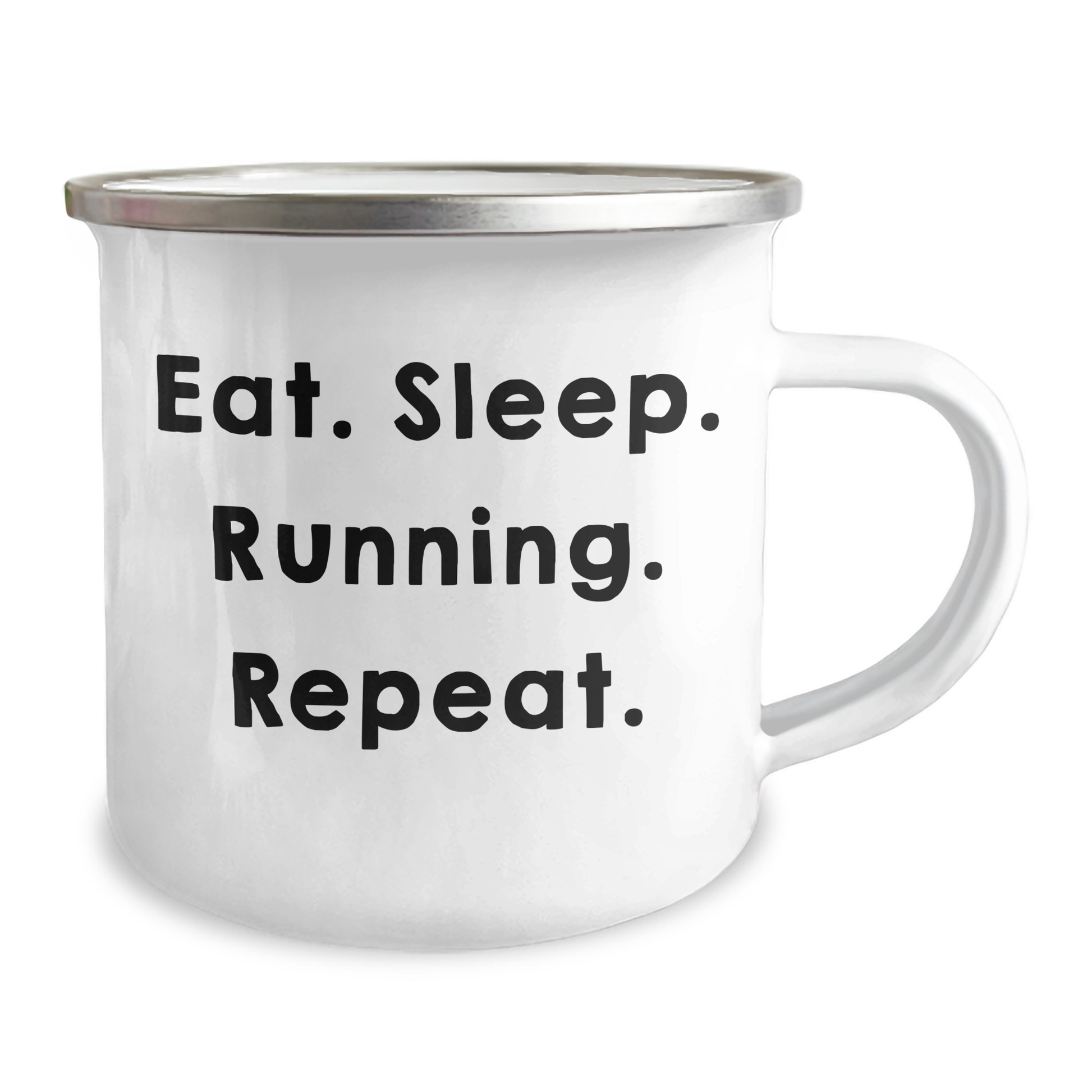 Funny Running Quotes Gifts for Men from Father's Day Unique Running Camping Mugs, Eat. Sleep. Running. Repeat. - 12 oz Stainless Steel with Enamel Finish - Image 2