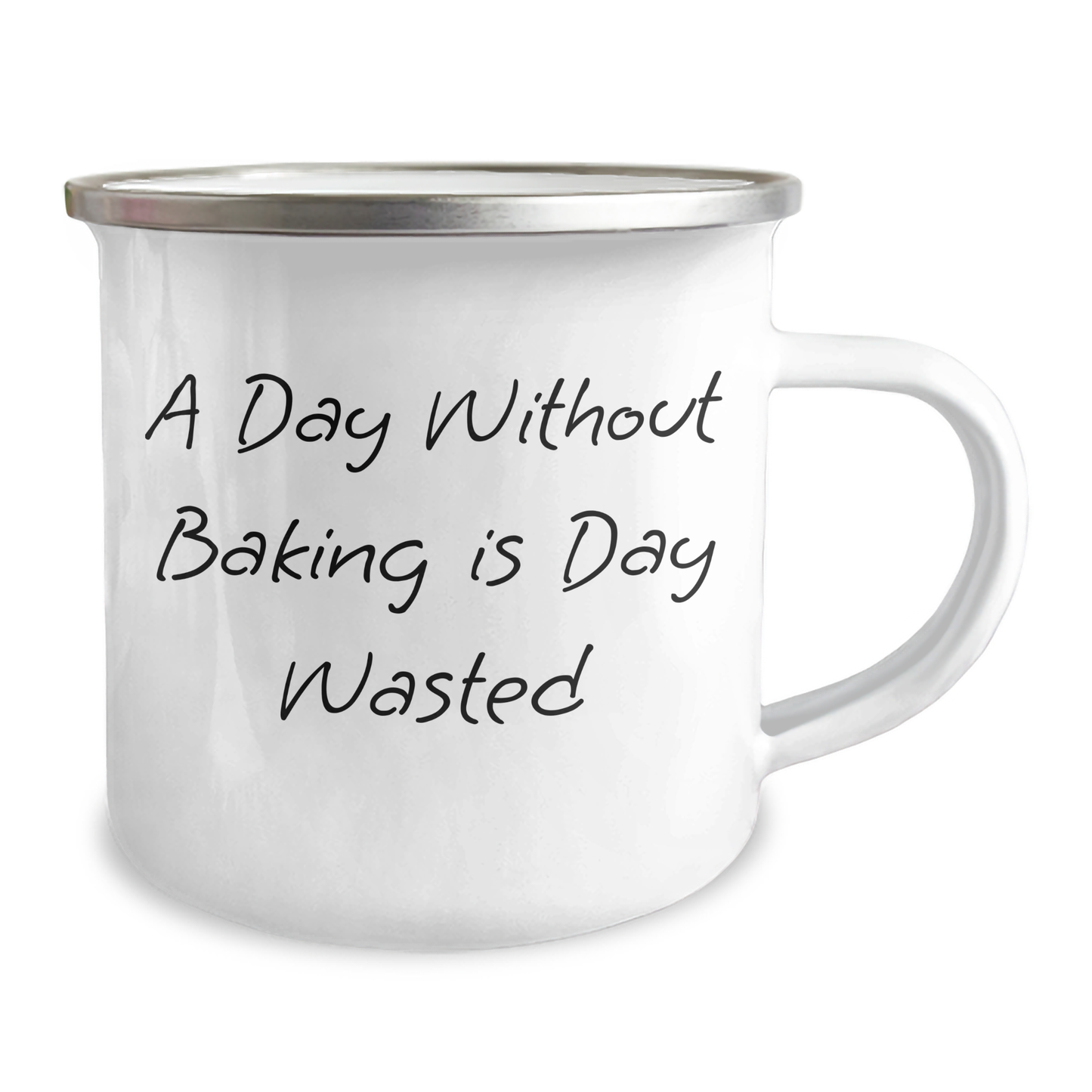 Baking Enthusiast Gifts from Men for Father's Day Camping Mug, 'A Day Without Baking Is Day Wasted' Funny Quote, 12 oz Stainless Steel with Enamel Finish - Image 2