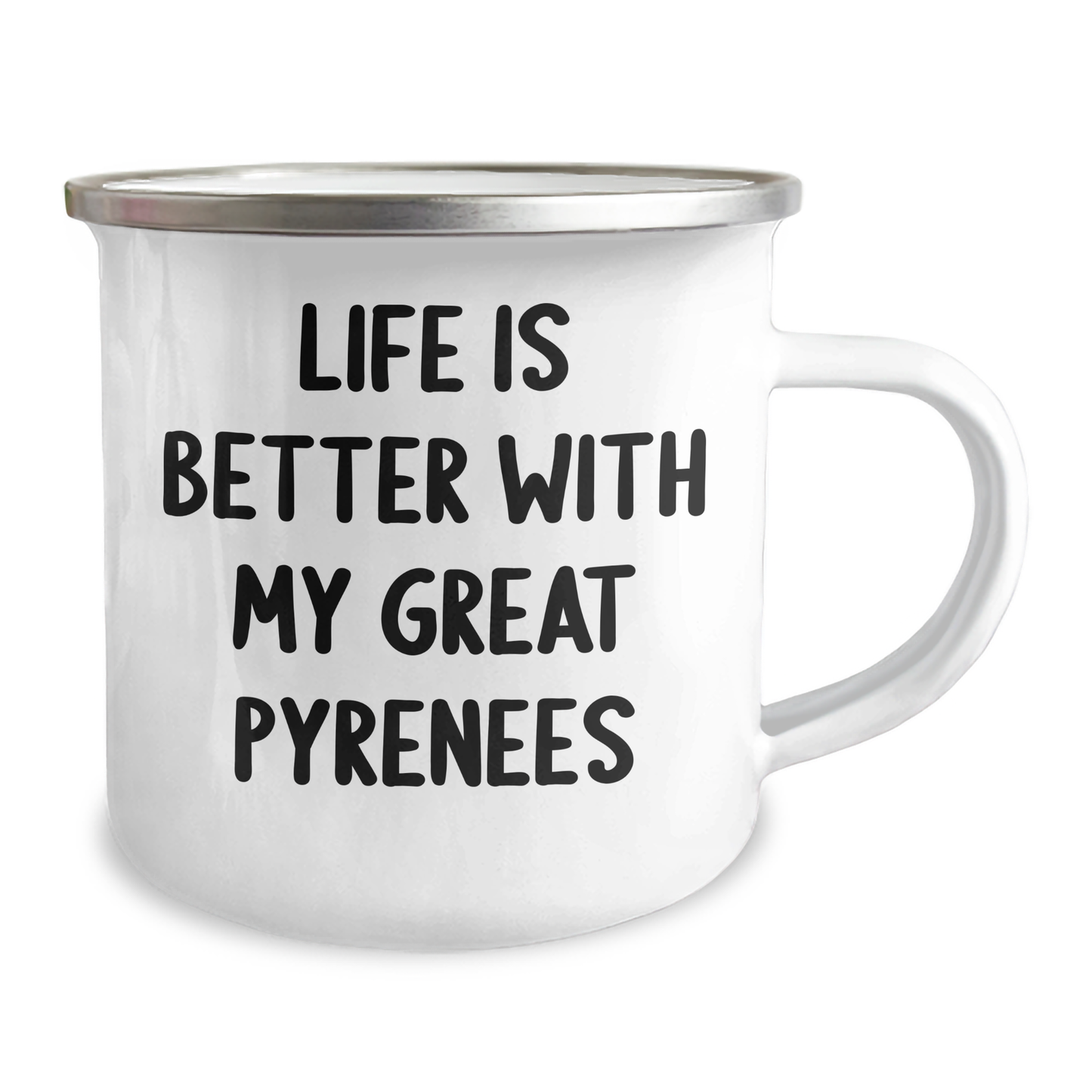 Funny Great Pyrenees Dog Gifts for Men from Dad - Life Is Better With My Great Pyrenees Enamel Camping Mug, Perfect for Father's Day - Image 2
