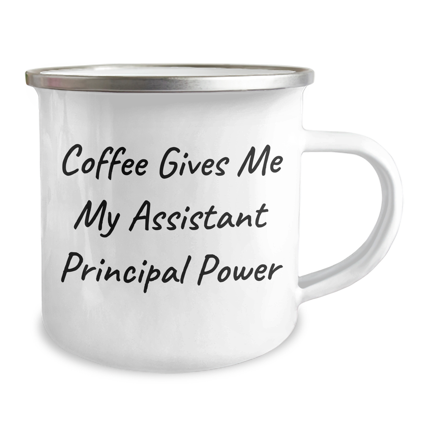 Funny Assistant Principal Gifts from Friends for Graduation, 'Coffee Gives Me My Assistant Principal Power' Camping Mug, 12 oz Stainless Steel with Enamel Finish - Image 2